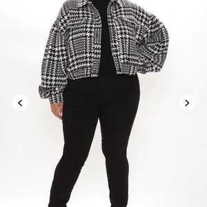 Fashion Nova Black and White Bomber Jacket